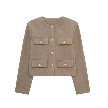 jarní sako s knoflíky a kapsami ve vintage stylu pro ženy (Barva Zelená, Velikost S)