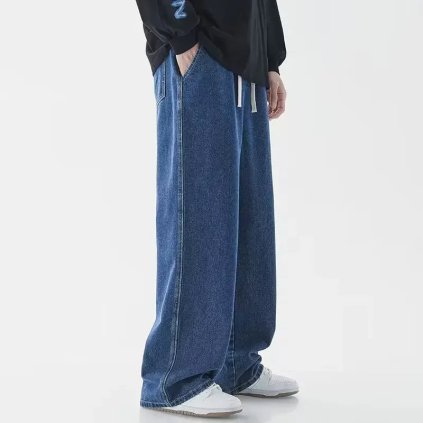 Pánské džíny s elastickým pasem a širokými nohavicemi (Barva (Varianta) Light blue, Velikost L)
