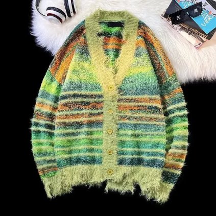 pletený svetr ve volném střihu ve vintage stylu (Barva Modrá, Velikost 2XL)