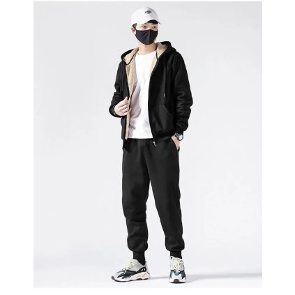 Pánská fleecová souprava s kapucí a kalhotami (Barva (varianta) Casual pants lambswool, Velikost L)
