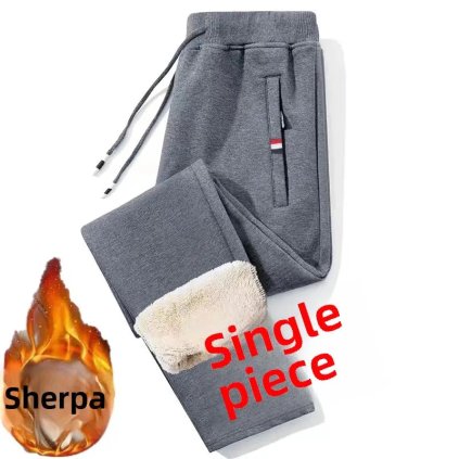 Zimní pánské tepláky s flísem ve volném střihu (Barva (Varianta) Dark gray ankle-tied lambswool, Velikost 4XL)