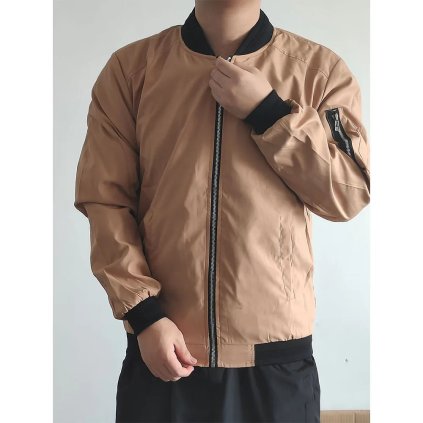 Pánská jarní bomber bunda s kapsami (Barva Tmavě zelená, Velikost 2XL)