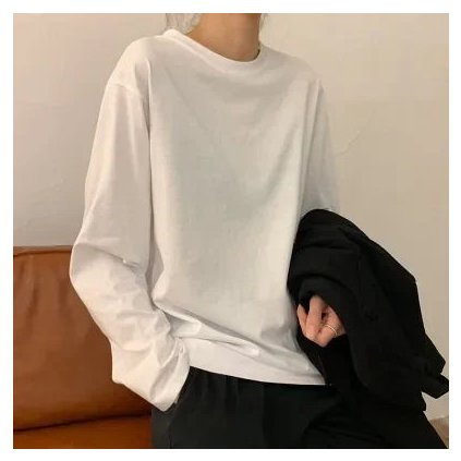 Dámská mikina s dlouhým rukávem v basic stylu (Barva Bílá, Velikost 2XL)
