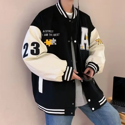 Pánská baseballová bunda s výšivkou (Barva (varianta) A116 Black, Velikost M)