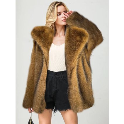 Dlouhý oversize kabát z umělé kožešiny pro ženy (Barva Černo-bílá, Velikost 3XL)