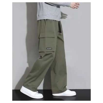 Pánské cargo kalhoty – rovný střih, volný model (Barva Černá, Velikost XL)