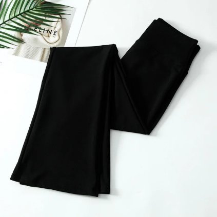legíny s vysokým pasem – volný střih s mírným rozšířením (Barva (Varianta) Black color fleece-lined, Velikost XL)