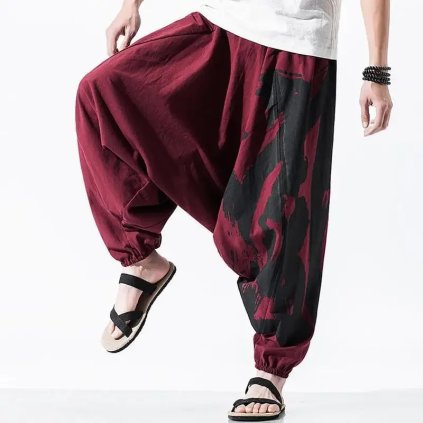 Pánské bavlněné kalhoty s nízkým pasem – hip hop styl (Barva Černá, Velikost L)