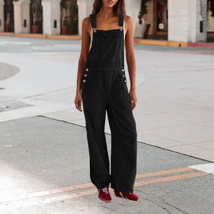 letní overal bez rukávů s výstřihem a páskem (Barva Šedá, Velikost S)