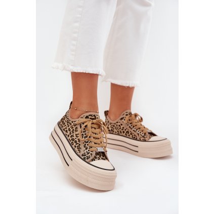 Dámské Tenisky Na Masivní Platformě Leopard Marinae (Velikost 38, Barva Béžová)