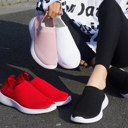 Dámské pletené tenisky slip-on (Barva Růžová, Velikost 36)