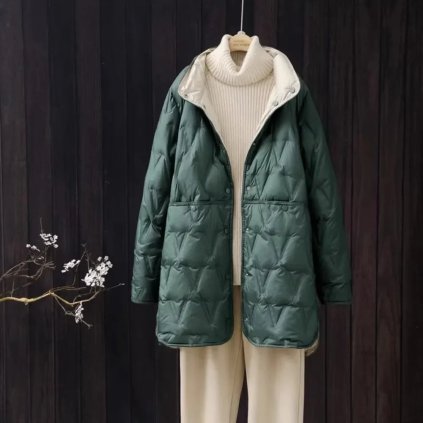 prošívaná bunda s kožešinou – podzimní/zimní s páskem (Barva Černá, Velikost 2XL)
