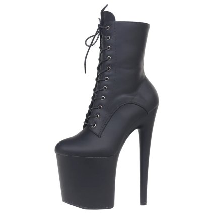 kotníkové boty s vysokou platformou 20 cm na šněrování (Barva (varianta) Black shiny, Velikost 41)