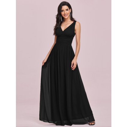 Elegantní dlouhé šaty pro družičky s dvojitým výstřihem do V (Barva Tmavě zelená, Velikost 5XL)