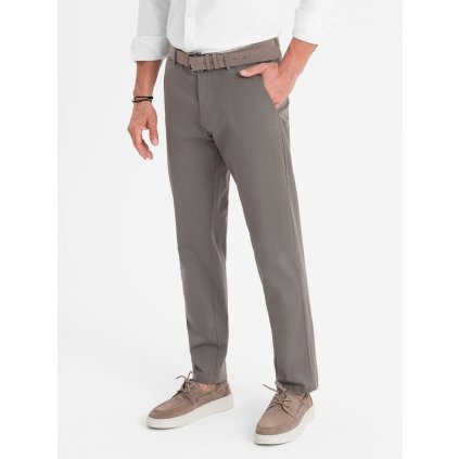 Pánské chino kalhoty REGULAR FIT s jemnou texturou V1 OM-PACP-0184 (Velikost S, Barva Šedá)