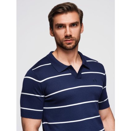 Pánské polo tričko s horizontálními pruhy V1 OM-POSS-0145 (Velikost S, Barva Bílá)