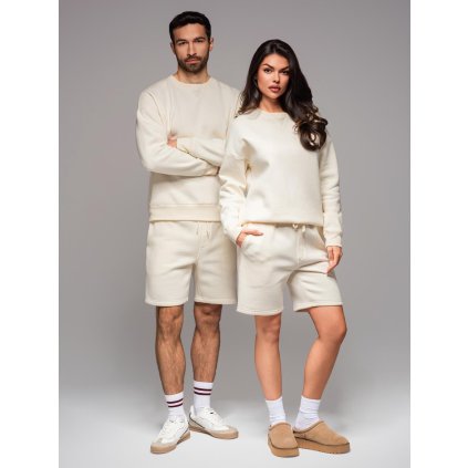UNISEX párová mikina + kraťasy - V2 Z108 (Velikost M/L, Barva Krémová)