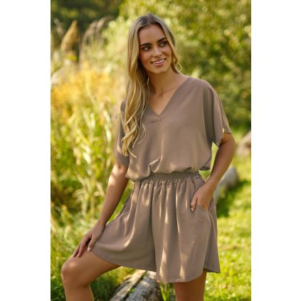 Dámský set se širokými šortkami M832 (Barva Hnědá, Velikost S/M)