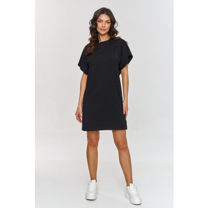 BASIC šaty s krátkým rukávem  M875 (Barva Černá, Velikost S/M)