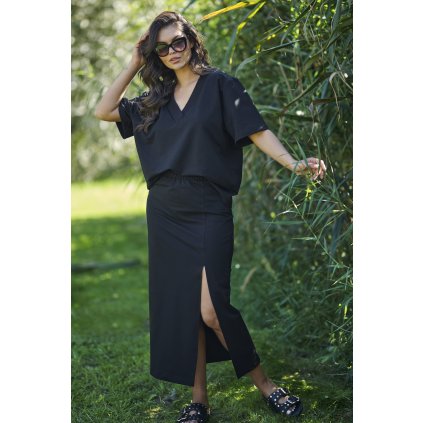 Dámská souprava s tužkovou sukní NU468 (Barva Černá, Velikost S)