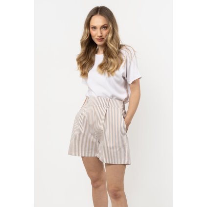 Volné kraťasy se záhyby A719 (Velikost L, Barva Béžová)