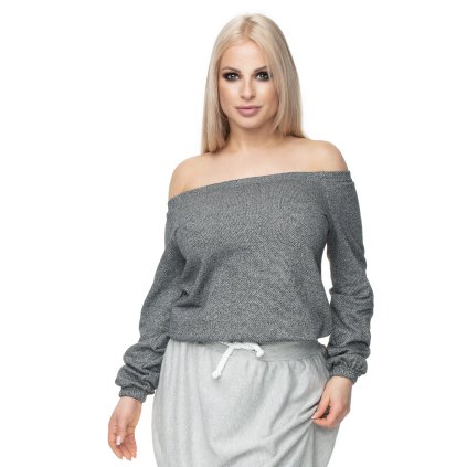 Melanžová halenka TOP CARMEN PeeKaBoo 0109 (Velikost S/M, Barva Šedá)