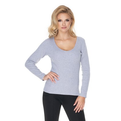 BASIC bavlněná halenka s výstřihem do V 0165 (Barva Šedá, Velikost ONE SIZE)