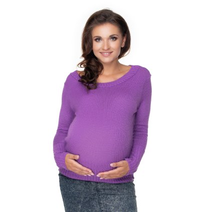 Těhotenský svetr s locikovým výstřihem 40038 PeeKaBoo (Barva Fialová, Velikost ONE SIZE)