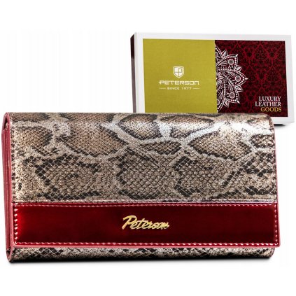 Dámská lakovaná peněženka se vzorem hadí kůže (Barva Červená)