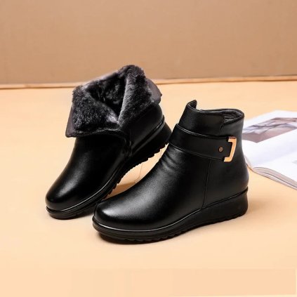 Zimní zateplené boty pro ženy s protiskluzovou podrážkou (Barva (varianta) 01 Black two cotton, Velikost 35)