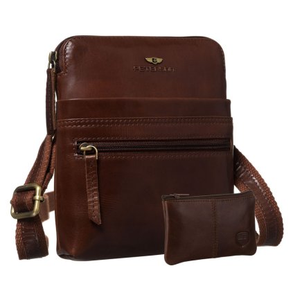 Malá kožená pánská taška přes rameno (Barva Hnědá)