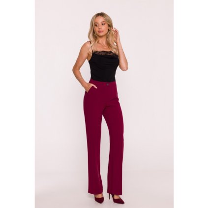 Vypasované kalhoty S418 (Velikost S, Barva Vínová)