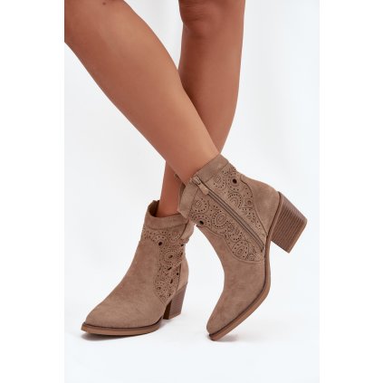 Dámské boty s perforovaným vzorem  Nolvina (Velikost 38, Barva Béžová)