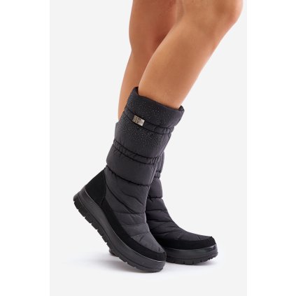 Dámské Sněhové Boty Se Zdobením  Progress PROGJ-24-147 (Velikost 38, Barva Černá)