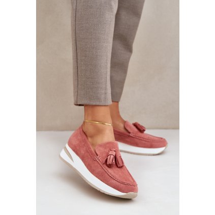 Mokasíny Na Delikátním Klínu Eko Semišové  Challavia (Velikost 39, Barva Černá)