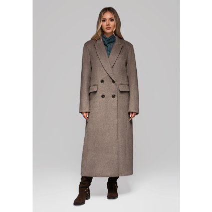 Dámský dlouhý vlněný kabát LARICA OW-COLC-0100 v1 (Velikost S, Barva Béžová)