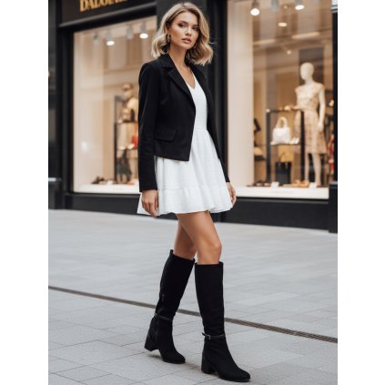 Dámské kozačky semišové  ZY1243 (Velikost 38, Barva Černá)