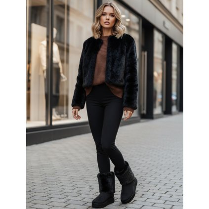 dámské sněhule semišové  ZY1279 (Velikost 38, Barva Černá)