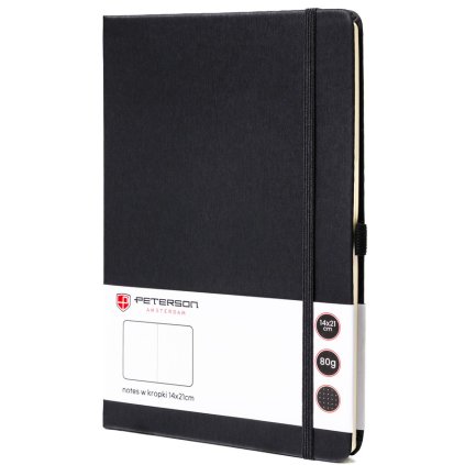 zápisník A5 s tečkovaným potiskem a elastickým zapínáním (Barva Černá)
