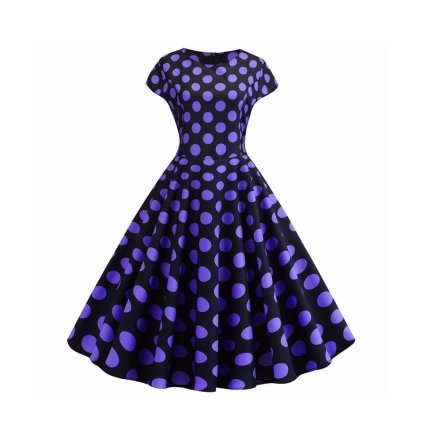 Rozšířené šaty s  potiskem a krátkými rukávy (Barva (varianta) B001, Velikost S)