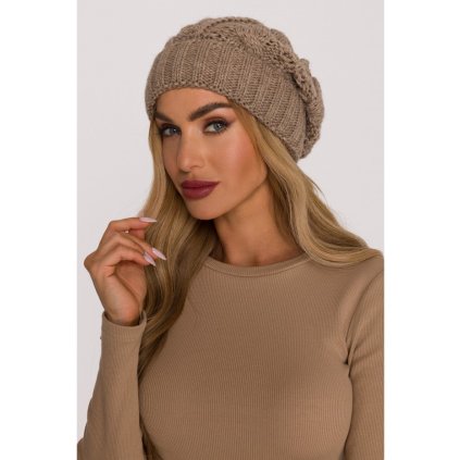 Pletená čepice s copánkovým vzorem M897 (Velikost ONE SIZE, Barva Béžová)