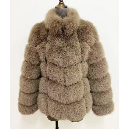 Dámský prošívaný kožich bez kapuce (Barva Khaki, Velikost S)