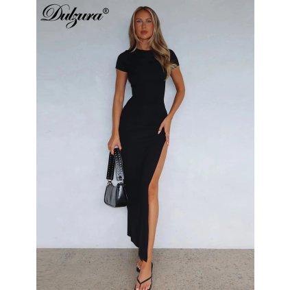 Dámské přiléhavé maxi šaty s rozparkem pro společnost (Barva (varianta) Černá, Velikost S)