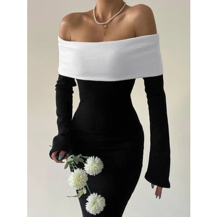 Dámské přiléhavé maxi šaty s elegantním střihem (Barva (varianta) Černá, Velikost S)