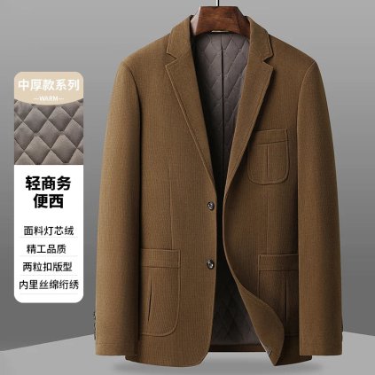 Pánské zateplené manšestrové sako elegantní střih (Barva (varianta) Černá, Velikost 2XL)