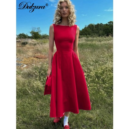 Midi šaty bez rukávů se zipem a áčkovým střihem (Barva (varianta) Černá, Velikost S)