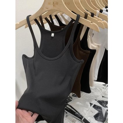 Dámské žebrované pletené tílko bez rukávů (Barva (varianta) Tmavě šedá, Velikost S)