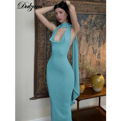 Dámské dlouhé žebrované šaty bez rukávů (Barva (varianta) Černá, Velikost M)