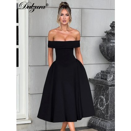 Dámské elegantní přiléhavé midi šaty (Barva (varianta) Černá, Velikost L)