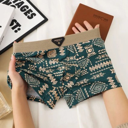 Pánské boxerky s retro etno potiskem (Barva (varianta) 1Pc Black B, Velikost L)